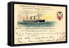 Litho S. S. St. Paul, American Line U.S. Mail Steamer-null-Framed Stretched Canvas