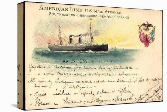 Litho S. S. St. Paul, American Line U.S. Mail Steamer-null-Stretched Canvas