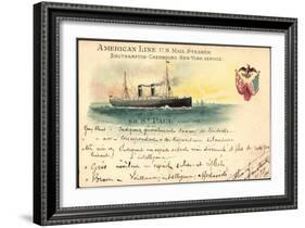 Litho S. S. St. Paul, American Line U.S. Mail Steamer-null-Framed Giclee Print