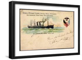 Litho S. S.Vaderland, Red Star Line, Royal Mail Steamer-null-Framed Giclee Print