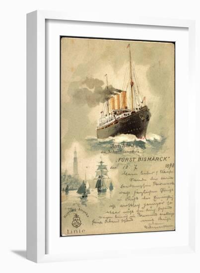 Litho Schnelldampfer Fürst Bismarck, Hapag, 1898-null-Framed Giclee Print