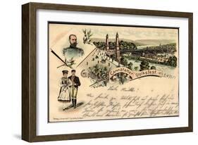 Litho Stuttgart Cannstatt, Volksfest, Tracht, Friedrich II-null-Framed Giclee Print