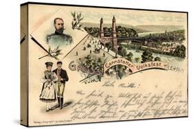 Litho Stuttgart Cannstatt, Volksfest, Tracht, Friedrich II-null-Stretched Canvas