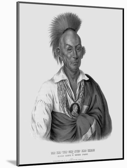 Lithograph after Makataimeshekiakiah, or Black Hawk-Charles Bird King-Mounted Giclee Print