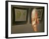 Lithograph by Nelson Mandela is Seen Reflected on a Photographic Portrait of Mandela-null-Framed Photographic Print