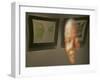 Lithograph by Nelson Mandela is Seen Reflected on a Photographic Portrait of Mandela-null-Framed Photographic Print