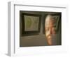 Lithograph by Nelson Mandela is Seen Reflected on a Photographic Portrait of Mandela-null-Framed Photographic Print