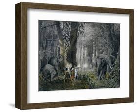 Lithograph of an Elephant Hunt After Graf Andrasy-Stapleton Collection-Framed Giclee Print