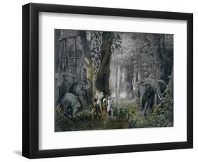 Lithograph of an Elephant Hunt After Graf Andrasy-Stapleton Collection-Framed Giclee Print