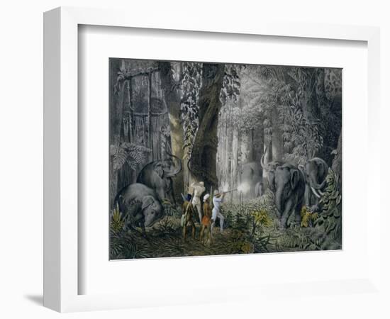 Lithograph of an Elephant Hunt After Graf Andrasy-Stapleton Collection-Framed Giclee Print