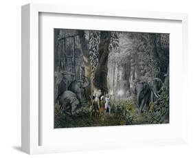 Lithograph of an Elephant Hunt After Graf Andrasy-Stapleton Collection-Framed Giclee Print