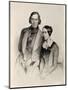 Lithograph of Robert Schumann Posing with His Wife by Hofelich-null-Mounted Giclee Print