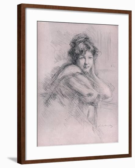 'Lithograph portrait of a woman', c1905-Albert de Belleroche-Framed Giclee Print