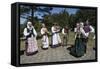 Lithuania, Curonian Spit, Nida, People Wearing Traditional Costumes Playing Music and Dancing-null-Framed Stretched Canvas