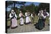 Lithuania, Curonian Spit, Nida, People Wearing Traditional Costumes Playing Music and Dancing-null-Stretched Canvas