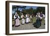 Lithuania, Curonian Spit, Nida, People Wearing Traditional Costumes Playing Music and Dancing-null-Framed Giclee Print