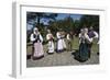 Lithuania, Curonian Spit, Nida, People Wearing Traditional Costumes Playing Music and Dancing-null-Framed Giclee Print