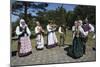 Lithuania, Curonian Spit, Nida, People Wearing Traditional Costumes Playing Music and Dancing-null-Mounted Giclee Print