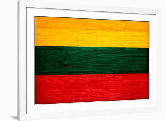 Lithuania Flag Design with Wood Patterning - Flags of the World Series-Philippe Hugonnard-Framed Art Print