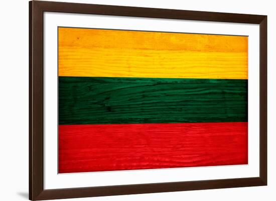 Lithuania Flag Design with Wood Patterning - Flags of the World Series-Philippe Hugonnard-Framed Art Print