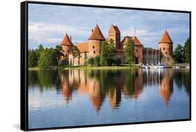 Lithuania, Vilnius. Trakai Castle reflected Galve lake in Lithuania.-Miva Stock-Framed Stretched Canvas