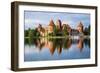 Lithuania, Vilnius. Trakai Castle reflected Galve lake in Lithuania.-Miva Stock-Framed Photographic Print