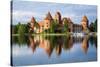 Lithuania, Vilnius. Trakai Castle reflected Galve lake in Lithuania.-Miva Stock-Stretched Canvas