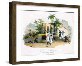 Litter Bearers, 1827-35-M.E. Burnouf-Framed Giclee Print