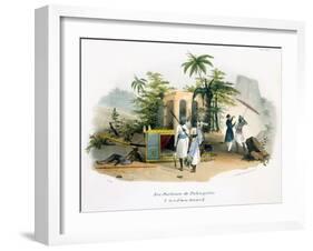 Litter Bearers, 1827-35-M.E. Burnouf-Framed Giclee Print