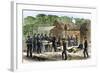 Litter-Bearers Bringing Wounded Men to a Union Army Field Hospital, c.1863-null-Framed Giclee Print