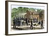 Litter-Bearers Bringing Wounded Men to a Union Army Field Hospital, c.1863-null-Framed Giclee Print