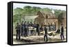 Litter-Bearers Bringing Wounded Men to a Union Army Field Hospital, c.1863-null-Framed Stretched Canvas