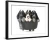 Litter Of Puppies - Three English Cocker Spaniel Puppies In A Black Kettle Isolated-Willee Cole-Framed Photographic Print