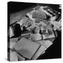 Littered Desk in Study Belonging to Albert Einstein-Ralph Morse-Stretched Canvas