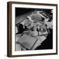 Littered Desk in Study Belonging to Albert Einstein-Ralph Morse-Framed Photographic Print