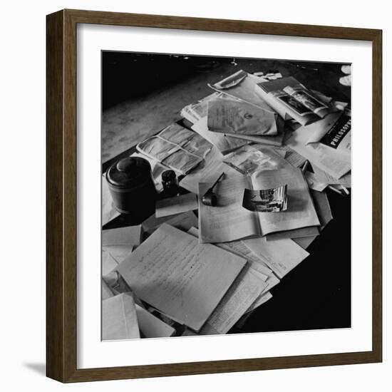 Littered Desk in Study Belonging to Albert Einstein-Ralph Morse-Framed Photographic Print
