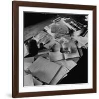 Littered Desk in Study Belonging to Albert Einstein-Ralph Morse-Framed Photographic Print