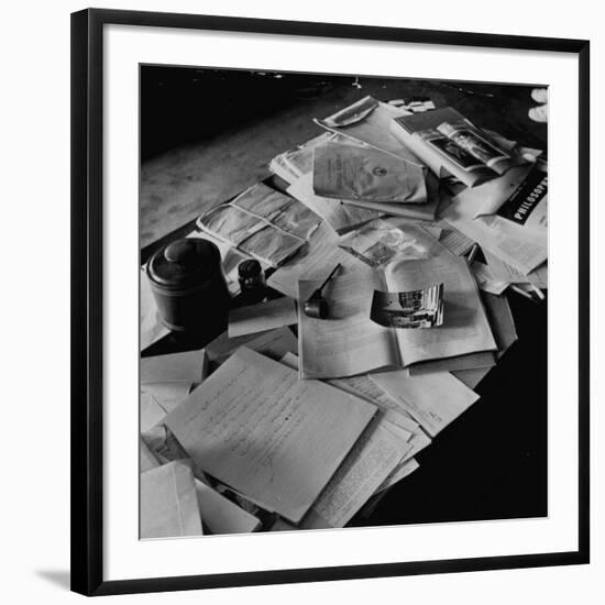 Littered Desk in Study Belonging to Albert Einstein-Ralph Morse-Framed Photographic Print