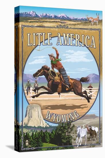 Little America, Wyoming - Montage-Lantern Press-Stretched Canvas