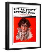 "Little Angel," Saturday Evening Post Cover, December 19, 1925-Neil Hott-Framed Premium Giclee Print