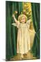 Little Angel with a Little Bell Summons Us to Come to the Christmas Tree-null-Mounted Art Print