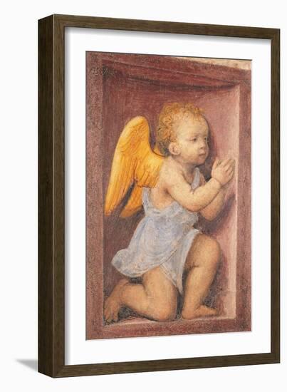 Little angel worshipping-Bernardino Luini-Framed Art Print