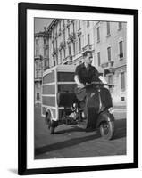 Little "Ape" Delivery Scooter Making Light Delivery-Dmitri Kessel-Framed Photographic Print