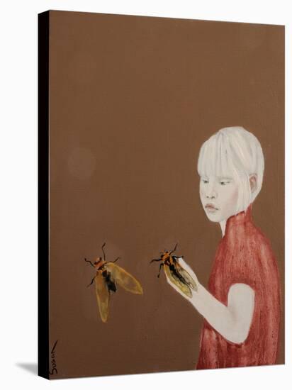 Little Asian Princess with Golden Drummers, 2017-Susan Adams-Stretched Canvas