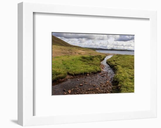 Little Ayre, burn, red sand and granite beach and rocks, Muckle Roe Island, Scotland-Eleanor Scriven-Framed Photographic Print