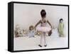 Little Ballerina in Pink with Dolls-Nora Hernandez-Framed Stretched Canvas