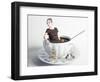 Little Beautiful Woman Takes a Bath in Cup of Coffee (Creative Concept)-viczast-Framed Photographic Print