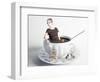 Little Beautiful Woman Takes a Bath in Cup of Coffee (Creative Concept)-viczast-Framed Photographic Print