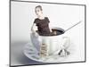 Little Beautiful Woman Takes a Bath in Cup of Coffee (Creative Concept)-viczast-Mounted Photographic Print