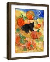 Little Black Cat in Pumpkin Patch-sylvia pimental-Framed Art Print